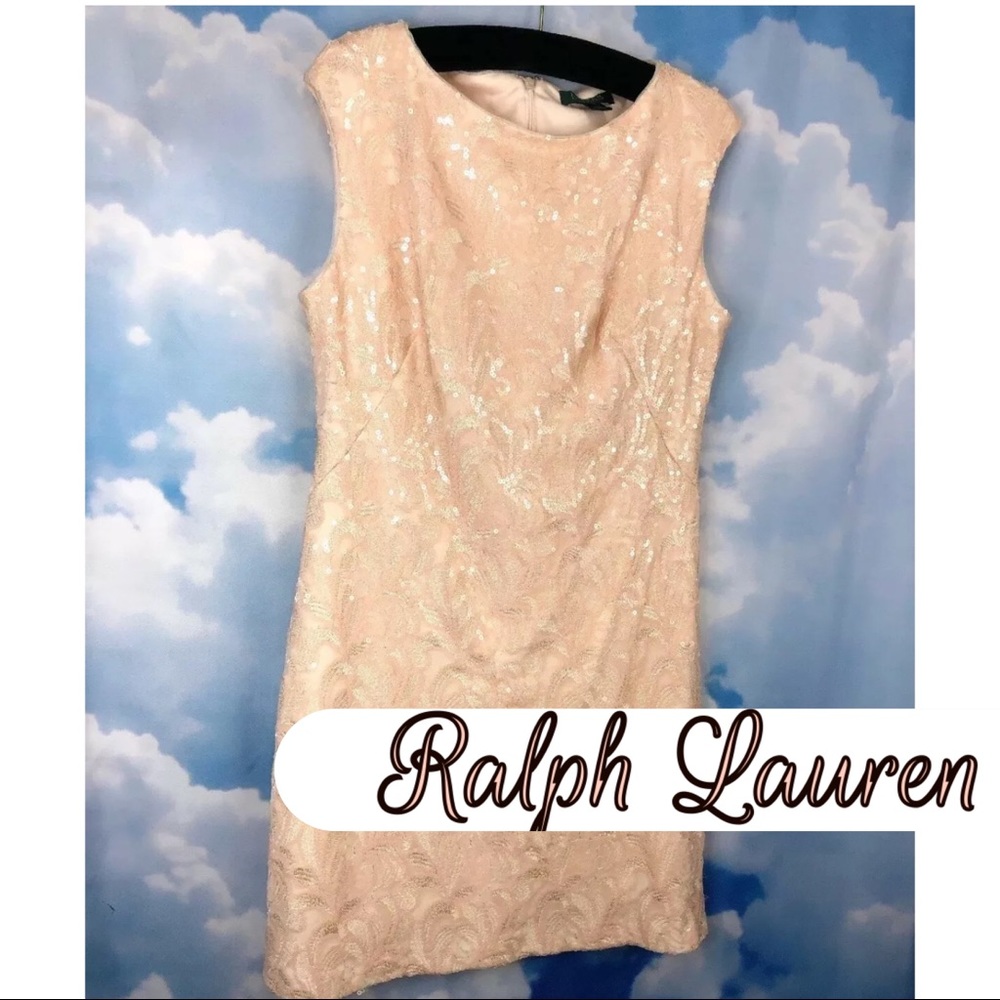 Ralph Lauren Sequin Cocktail Dress Comfort Stretch
